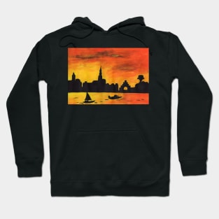 Flensburg skyline in the evening sun Hoodie